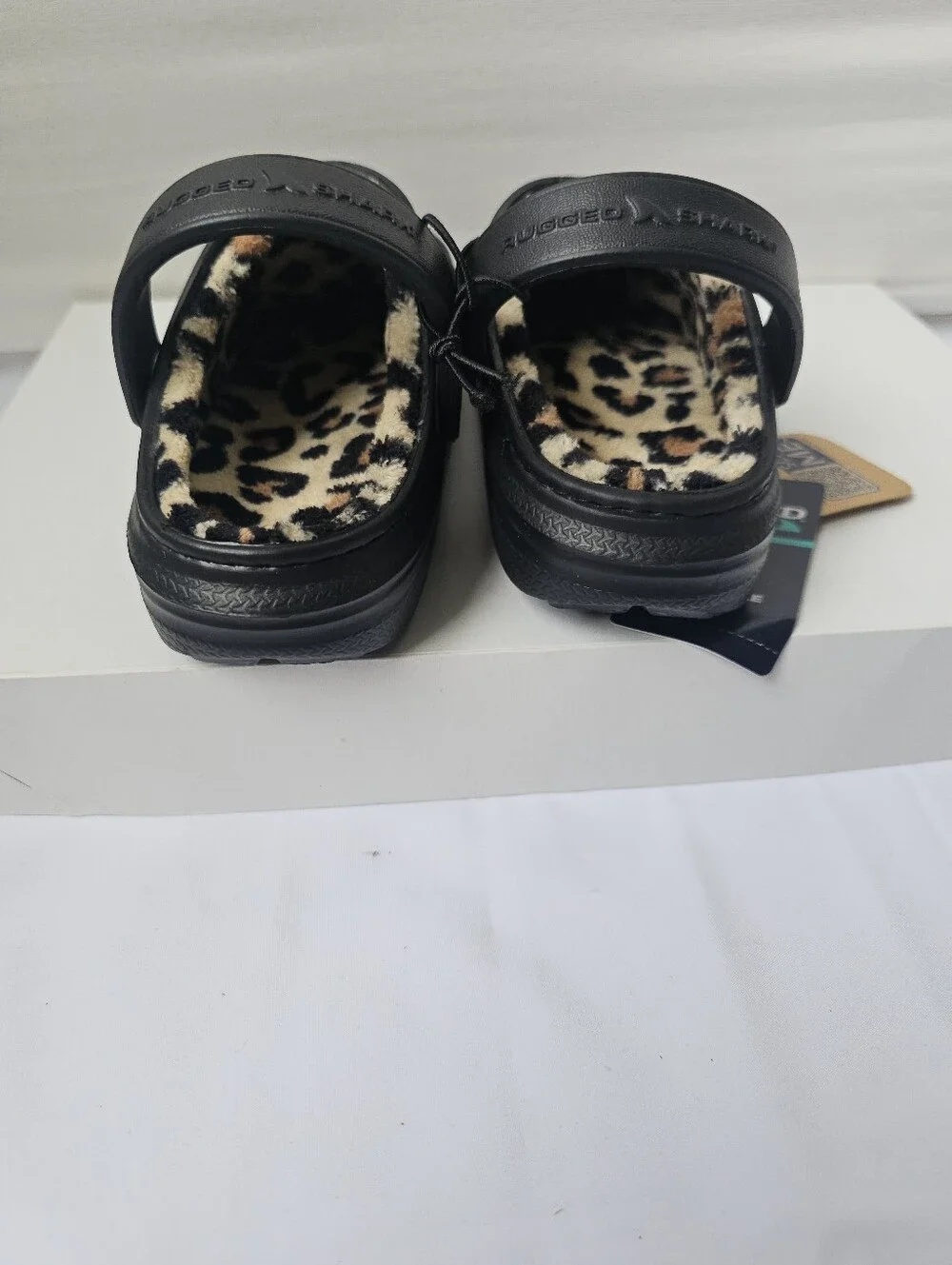 Rugged Shark Little Girl’s Lined Clogs - Black/Leopard (Size 12 Toddler/Little